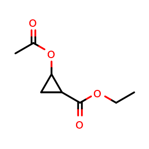 Chemical structure of Ethyl 2-(acetyloxy)cyclopropane-1-carboxylate , CAS 72229-07-3, AChemBlock AD242772