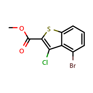 Chemical structure of Methyl 4-bromo-3-chlorobenzo[b]thiophene-2-carboxylate , CAS 725226-80-2, AChemBlock AD242775