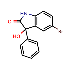 Chemical structure of 5-Bromo-3-hydroxy-3-phenylindolin-2-one , CAS 728011-10-7, AChemBlock AD242778