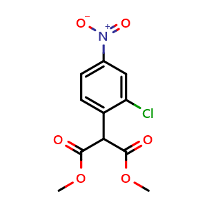 Chemical structure of Methyl 2-(2-chloro-4-nitrophenyl)-3-methoxy-3-oxopropanoate , CAS 73088-10-5, AChemBlock AD242783