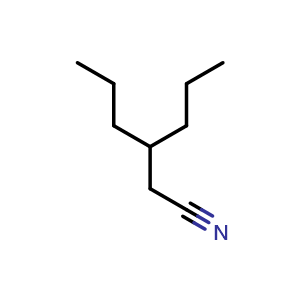 Chemical structure of 3-propylhexanenitrile , CAS 73383-04-7, AChemBlock AD242786