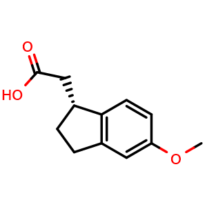 Chemical structure of (R)-2-(5-methoxy-2,3-dihydro-1H-inden-1-yl)acetic acid , CAS 749927-88-6, AChemBlock AD242823