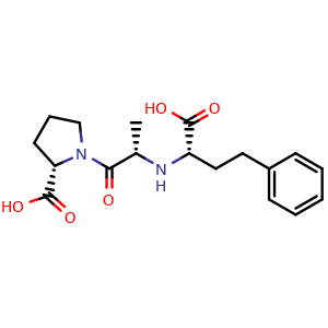 Chemical structure of (2S)-1-[(2S)-2-{[(1S)-1-carboxy-3-phenylpropyl]amino}propanoyl]pyrrolidine-2-carboxylic acid , CAS 76420-72-9, AChemBlock AD242850