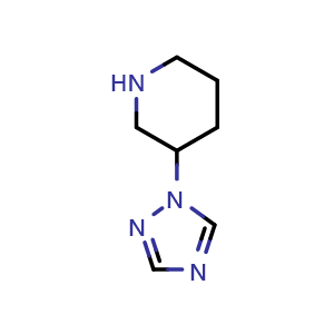 Chemical structure of 3-(1H-1,2,4-triazol-1-yl)piperidine , CAS 774511-83-0, AChemBlock AD242874