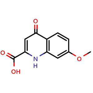 Chemical structure of 7-Methoxy-4-oxo-1,4-dihydroquinoline-2-carboxylic acid , CAS 77474-33-0, AChemBlock AD242876