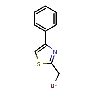 Chemical structure of 2-(bromomethyl)-4-phenyl-1,3-thiazole , CAS 78502-79-1, AChemBlock AD242897