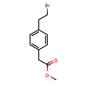 Chemical structure of methyl 2-[4-(2-bromoethyl)phenyl]acetate , CAS 78712-65-9, AChemBlock AD242901