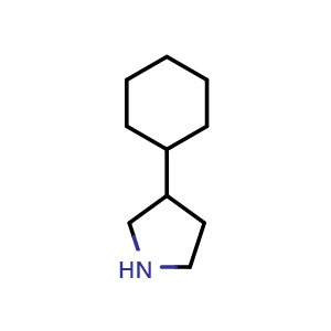 Chemical structure of 3-cyclohexylpyrrolidine , CAS 78813-85-1, AChemBlock AD242905