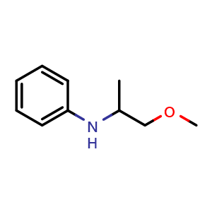 Chemical structure of N-(1-Methoxypropan-2-yl)aniline , CAS 78923-90-7, AChemBlock AD242907
