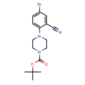 Chemical structure of 1-Piperazinecarboxylic acid, 4-(4-bromo-2-cyanophenyl)-, 1,1-dimethylethyl ester , CAS 791846-40-7, AChemBlock AD242910