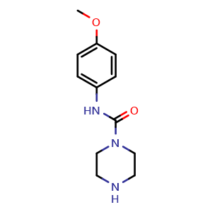 Chemical structure of N-(4-methoxyphenyl)piperazine-1-carboxamide , CAS 79221-45-7, AChemBlock AD242911