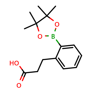 Chemical structure of 3-[2-(4,4,5,5-tetramethyl-1,3,2-dioxaborolan-2-yl)phenyl]propanoic acid , CAS 797756-39-9, AChemBlock AD242918