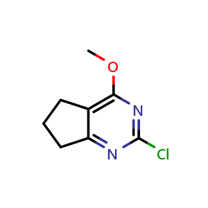 Chemical structure of 2-Chloro-4-methoxy-6,7-dihydro-5H-cyclopenta[d]pyrimidine , CAS 81532-47-0, AChemBlock AD242936