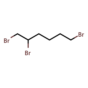 Chemical structure of 1,2,6-tribromohexane , CAS 81536-61-0, AChemBlock AD242937