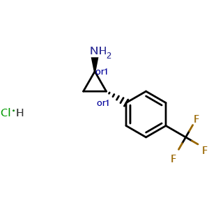 Chemical structure of trans-2-(4-(trifluoromethyl)phenyl)cyclopropanamine hydrochloride , CAS 819046-96-3, AChemBlock AD242941