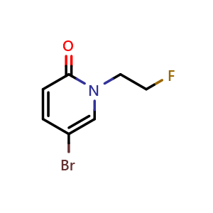 Chemical structure of 5-Bromo-1-(2-fluoroethyl)pyridin-2(1H)-one , CAS 832735-63-4, AChemBlock AD242956