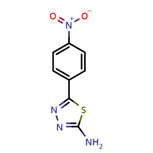 Chemical structure of 5-(4-Nitrophenyl)-1,3,4-thiadiazol-2-amine , CAS 833-63-6, AChemBlock AD242959