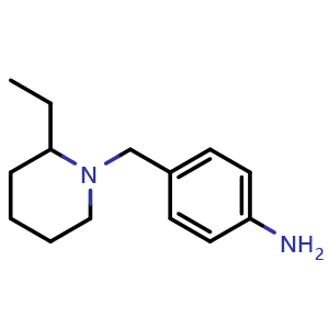 Chemical structure of 4-[(2-ethylpiperidin-1-yl)methyl]aniline , CAS 842970-08-5, AChemBlock AD242977