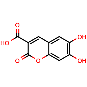 Chemical structure of 6,7-Dihydroxy-2-oxo-2H-1-benzopyran-3-carboxylic acid , CAS 84738-35-2, AChemBlock AD242984