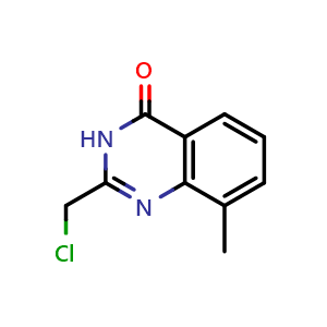Chemical structure of 2-(chloromethyl)-8-methyl-3,4-dihydroquinazolin-4-one , CAS 848369-52-8, AChemBlock AD242992