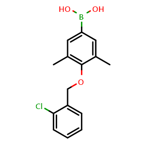 Chemical structure of [4-[(2-chlorophenyl)methoxy]-3,5-dimethyl-phenyl]boronic acid , CAS 849052-15-9, AChemBlock AD242996
