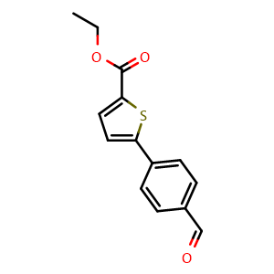 Chemical structure of Ethyl 5-(4-formylphenyl)thiophene-2-carboxylate , CAS 850074-81-6, AChemBlock AD243008