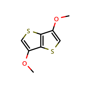 Chemical structure of 3,6-dimethoxythieno[3,2-b]thiophene , CAS 850233-79-3, AChemBlock AD243009