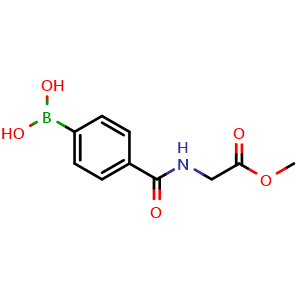 Chemical structure of [4-[(2-methoxy-2-oxo-ethyl)carbamoyl]phenyl]boronic acid , CAS 850568-24-0, AChemBlock AD243017