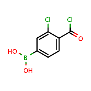 Chemical structure of (3-chloro-4-chlorocarbonyl-phenyl)boronic acid , CAS 850589-38-7, AChemBlock AD243019