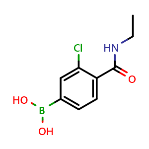 Chemical structure of [3-chloro-4-(ethylcarbamoyl)phenyl]boronic acid , CAS 850589-40-1, AChemBlock AD243020
