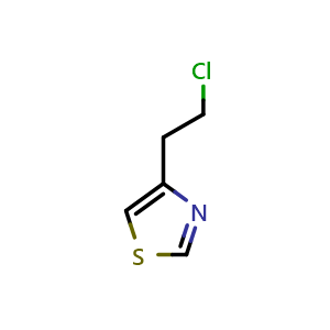 Chemical structure of 4-(2-Chloroethyl)thiazole , CAS 850851-60-4, AChemBlock AD243022