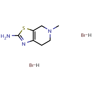 Chemical structure of 5-Methyl-4,5,6,7-tetrahydrothiazolo[5,4-c]pyridin-2-amine dihydrobromide , CAS 852291-41-9, AChemBlock AD243029