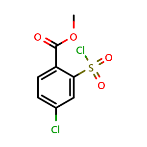 Chemical structure of methyl 4-chloro-2-(chlorosulfonyl)benzoate , CAS 85392-01-4, AChemBlock AD243040