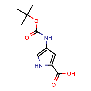 Chemical structure of 4-{[(tert-Butoxy)carbonyl]amino}-1H-pyrrole-2-carboxylic acid , CAS 85406-53-7, AChemBlock AD243041