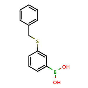Chemical structure of (3-benzylsulfanylphenyl)boronic acid , CAS 854778-48-6, AChemBlock AD243044