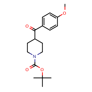 Chemical structure of tert-Butyl 4-(4-methoxybenzoyl)piperidine-1-carboxylate , CAS 856936-55-5, AChemBlock AD243053