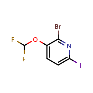 Chemical structure of 2-Bromo-3-(difluoromethoxy)-6-iodo-pyridine , CAS 857295-23-9, AChemBlock AD243056