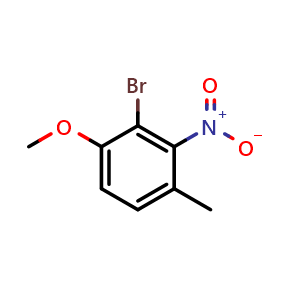 Chemical structure of 2-bromo-1-methoxy-4-methyl-3-nitro-benzene , CAS 860734-28-7, AChemBlock AD243065