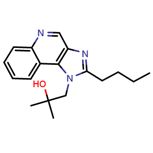 Chemical structure of 1-(2-butylimidazo[4,5-c]quinolin-1-yl)-2-methylpropan-2-ol , CAS 862844-29-9, AChemBlock AD243071