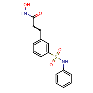 Chemical structure of 3-[3-(phenylsulfamoyl)phenyl]prop-2-enehydroxamic acid , CAS 866323-14-0, AChemBlock AD243083