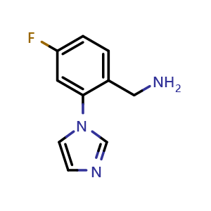 Chemical structure of 1-[4-fluoro-2-(1H-imidazol-1-yl)phenyl]methanamine , CAS 869591-89-9, AChemBlock AD243093