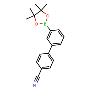 Chemical structure of 3'-(4,4,5,5-Tetramethyl-1,3,2-dioxaborolan-2-yl)-[1,1'-biphenyl]-4-carbonitrile , CAS 870244-08-9, AChemBlock AD243098