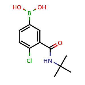 Chemical structure of [3-(tert-Butylcarbamoyl)-4-chloro-phenyl]boronic acid , CAS 871332-72-8, AChemBlock AD243108