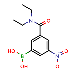 Chemical structure of [3-(diethylcarbamoyl)-5-nitro-phenyl]boronic acid , CAS 871332-82-0, AChemBlock AD243110