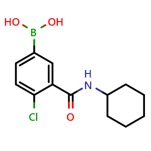 Chemical structure of [4-chloro-3-(cyclohexylcarbamoyl)phenyl]boronic acid , CAS 871332-92-2, AChemBlock AD243111
