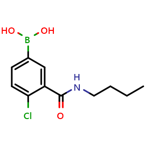 Chemical structure of [3-(butylcarbamoyl)-4-chloro-phenyl]boronic acid , CAS 871332-94-4, AChemBlock AD243112