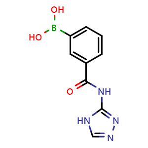 Chemical structure of {3-[(4H-1,2,4-triazol-3-yl)carbamoyl]phenyl}boronic acid , CAS 871333-05-0, AChemBlock AD243115