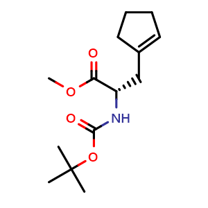 Chemical structure of Methyl (2S)-3-(cyclopent-1-enyl)-2-({[(2-methylprop-2-yl)oxy]carbonyl}amino)propanoate , CAS 872092-14-3, AChemBlock AD243120