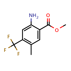 Chemical structure of Methyl 2-amino-5-methyl-4-(trifluoromethyl)benzoate , CAS 872624-53-8, AChemBlock AD243124