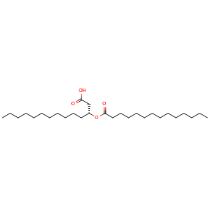 Chemical structure of (3R)-3-tetradecanoyloxytetradecanoic acid , CAS 87357-76-4, AChemBlock AD243128